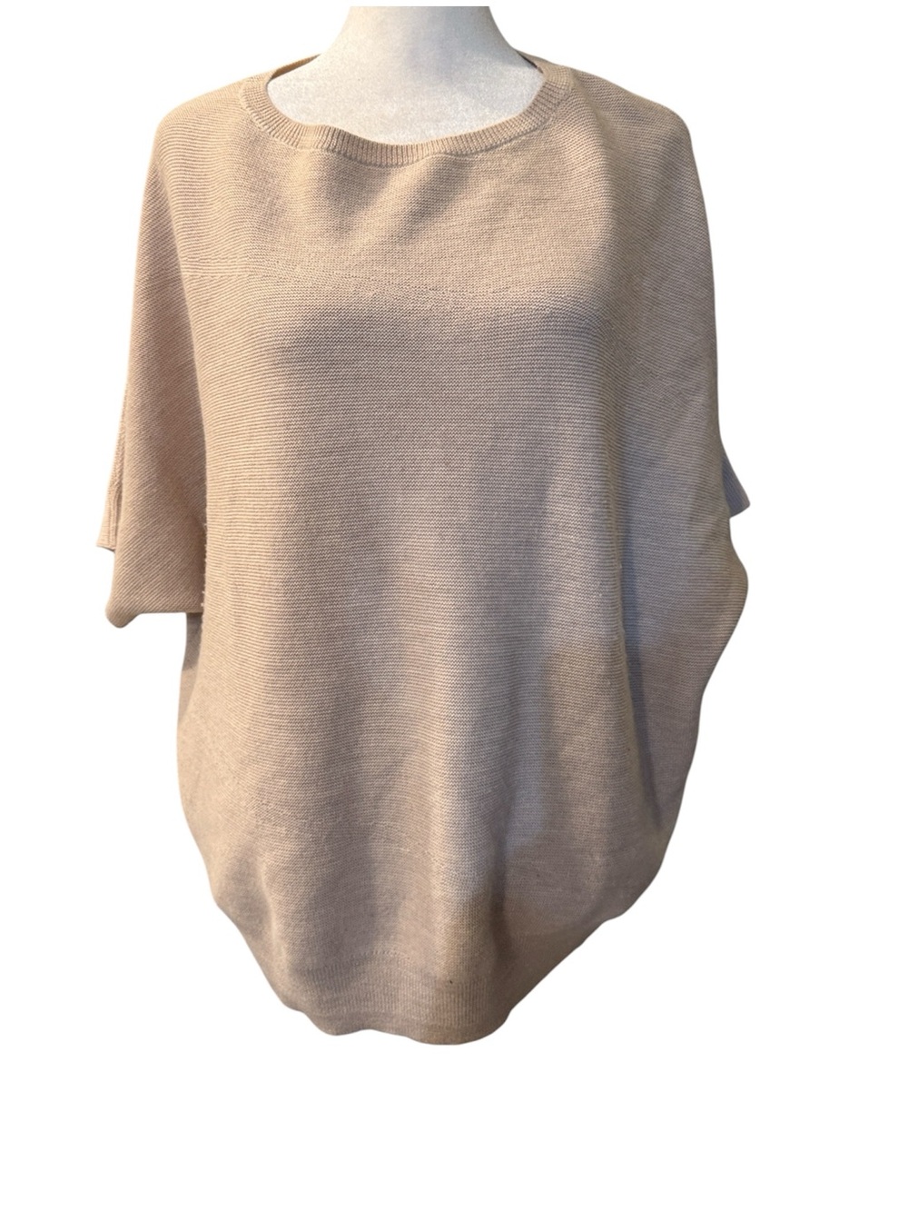 R Label 100% Wool Beige Oversized Dolman Sleeve Sweater S/M Minimalist